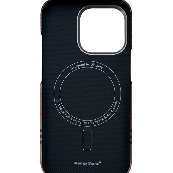  Чехол Carbon Kevlar MagSafe для iPhone 16 Pro Sunset Ring Gold